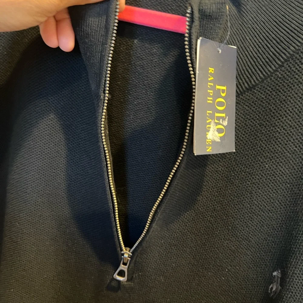 Ralph Lauren Men's Black Quarter  Zip Sweater